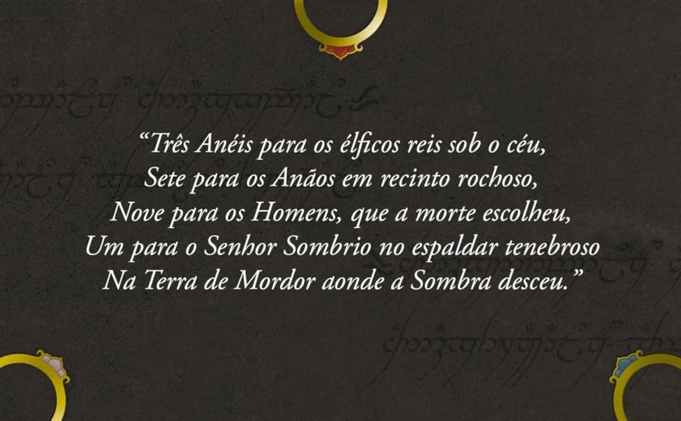 “Três Anéis para os élficos reis sob o céu, Sete para os Anãos em recinto rochoso...